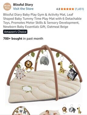 Blissful Diary Oatmeal Beige Leaf-Shaped Baby Play Gym Brand New In Box